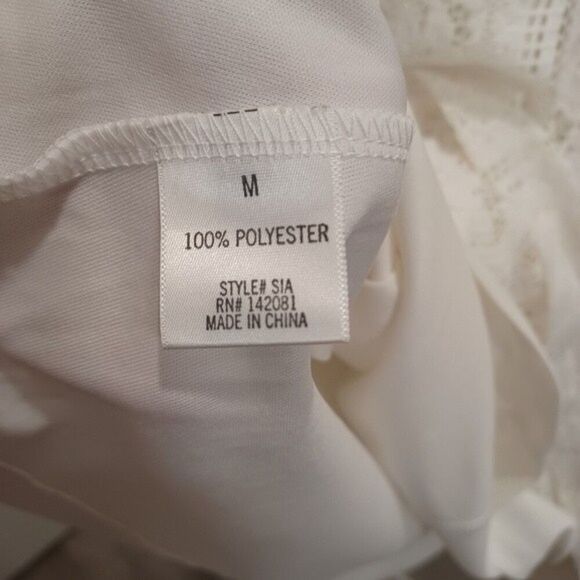 Womens White Mini Dress Crochet Boho Medium Bohemian Casual - Picture 7 of 7